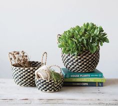 Black + Natural Seagrass Baskets, Feathered Farmhouse Black Weaves, Seagrass Baskets, Seagrass Storage Baskets, Seagrass Basket, Handmade Signs, Natural Weave, Diy Basket, Creative Co Op, Large Baskets