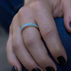 An Exquisite Eternity Ring Set with Blue Opals in a Pave style setting. Each ring is made to order by an artist with the highest attention to detail. Each gemstone set in this ring is handpicked for consistency and quality. -Handmade to order, Quick shipping, fully insured and traceable online. -Made in Solid Gold, choose between 10/14/18 Karat. -Custom Gold Color choose between Rose Gold, Yellow Gold and White Gold. -Stone information: 3 mm Light Blue Opal, stone count subject to ring size, siz Blue Opal Promise Ring, Blue Opal Round Ring, Blue Round Opal Ring, Blue Opal Rings For Anniversary, Blue Opal Anniversary Rings, Opal Round Band Promise Ring, Opal Promise Ring With Round Band, Eternity Ring Set, Ring Blue Stone