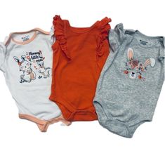 Bunny Bundle Of 3 Easter Onesies Size 0-3 Months Mommy’s Little Mini Onesie, Ruffle Scarlett Onesie, Embroidered Bunny Onesie New Without Tags Excellent Preowned Condition, No Flaws, Rips Or Tears All Offers Considered Bundle Of 3 Bunny Onesie, Embroidered Bunny, Members Mark, 3 Months, Gray White, Onesies, Bundles, Easter, One Piece