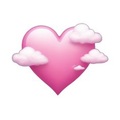 a pink heart with clouds floating around it