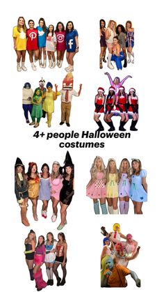 four people dressed in costumes for halloween