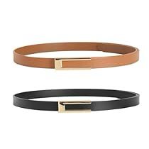 two different types of leather belts with gold buckles on each side and one black belt