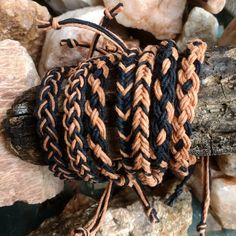 1 Braided Hemp Anklet or Bracelet in Black and Cappuccino Copper Geometric pattern choices Braided to the measurement of the size choice. 2 additional inches of loose cord left at each end for opening & size adjustment. finished with a SLIDING KNOT = Loose cord ends are brought together & a square knot is tied around them. You will be able to slide the ends through the knot to tighten or loosen the bracelet for on & off wear. Rather have it TIE-ON = ends left loose to tie it on, just My Intent Bracelet, Hemp Anklet, Hippie Crafts, Cute Friendship Bracelets, Casual Bracelets, Hemp Jewelry, Hemp Bracelets, Cowgirl Jewelry, Square Knot