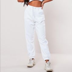 White Sweatpants, Brand New. 90’s Oversized Style Joggers. White Athleisure Joggers With Drawstring, Trendy White Sweatpants For Winter, Trendy White Winter Sweatpants, White Drawstring Joggers For Jogging, Trendy White Joggers For Jogging, Trendy White Jogging Bottoms, Sporty High-waisted Sweatpants For Spring, Casual White Joggers With Drawstring, White Sweatpants For Streetwear In Winter