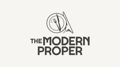 the modern proper logo is shown in black and white