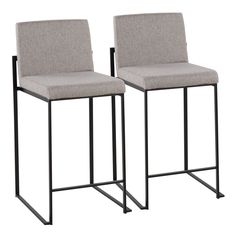 pair of white upholstered barstools with black legs