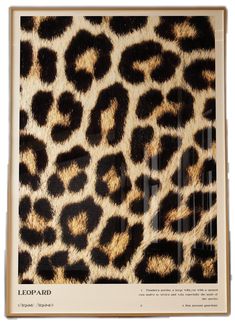 an animal print is shown on the back of a leopard print wall hanging in front of a white background