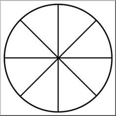 a circle with four sections in the middle and one section at the top, on a white background