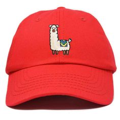 Take style inspiration from the most fashionable animal! With this cap you won't ever have a bad hair day! Check out how we made this cap here on TikTok! Embroidery Made to Order Embroidered in California USA Designed in California Fun Adjustable Baseball Cap With Embroidered Patch, Fun Embroidered Snapback Hats, Fun Hats With Embroidered Logo One Size, Fun Hats With Embroidered Logo, Fun Embroidered Logo Hat One Size, Casual Red Embroidered Hat, Llama Hat, Llamas With Hats, Bad Hair Day