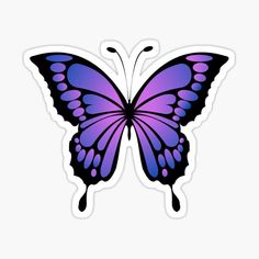 a purple butterfly sticker on a white background