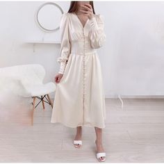 European Style Dresses Satin Long Dress Lantern Sleeve JKP4682 Dresses Satin Long, Long Dress For Party, Dress For Party, Satin Dress Long, Womens Long Dresses, Office Dresses For Women, Mid Calf Dresses, Dress Satin, Women Long Dresses