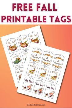 free fall printable tags for kids to use in crafts and books, including an autumn theme