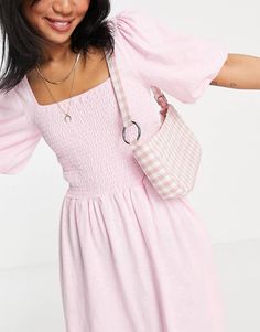 Vero Moda Petite cotton shirred mini skater dress with puff sleeves in pink - PINK | ASOS Trendy Puff Sleeve Dress For Day Out, Pink Knee-length Puff Sleeve Ruched Dress, Pink Mini Dress With Puff Gathered Sleeves, Trendy Square Neck Dress With Smocked Bodice, Pink Midi Dress With Gathered Sleeves And Square Neck, Pink Puff Sleeve Mini Dress With Smocked Back, Pink Mini Dress With Gathered Sleeves, Pink Mini Dress With Puff Sleeves And Smocked Back, Trendy Pink Midi Dress For Day Out