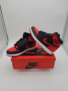 Nike Air Jordan 1 Retro High OG Bred Satin Womens Size 7.5 Mens 6 Black Red NIB. 1 Business Day Handling. Safe & Secure Packaging. Shipped with FedEx. Check out our other listings at LikeNewGizmo's store! Elevate your shoe collection with these stylish Nike Air Jordan 1 Retro High OG Bred Satin Sneakers. Crafted with exquisite attention to detail, these sneakers feature a high-top shoe shaft style with a colorblock pattern in black and red. The lace-up closure ensures a secure fit, making them perfect for activewear, casual wear, and everything in-between. These shoes boast a standard shoe width and are available in UK Shoe Size 8, US Shoe Size 10.5, and EU Shoe Size 42.5. They are part of the Air Jordan product line, featuring the iconic Jordan brand and model. Whether you're hitting the Red Low-top Breathable Jordan Shoes, Red Casual High-top Training Sneakers, Casual Red High-top Training Sneakers, Casual Red High-top Sneakers For Training, Nike Red Functional Sneakers, Functional Red Nike Sneakers, Red Fade-resistant Training Sneakers, Nike Jordan Shoes In Red With Boost Midsole, Nike Jordan Shoes In Red