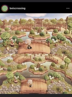 an animated map of a park with many trees and flowers on the other side of it