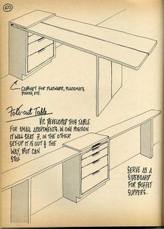 an old book with some drawings and instructions on the front cover showing how to build a desk