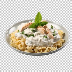 pasta with shrimp and cream sauce on a plate png, cliparto de