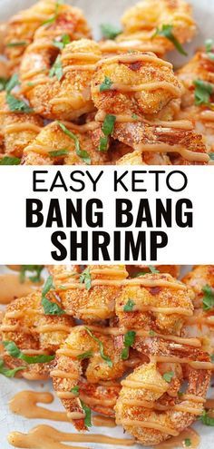 easy keto bang bang shrimp recipe on a white plate