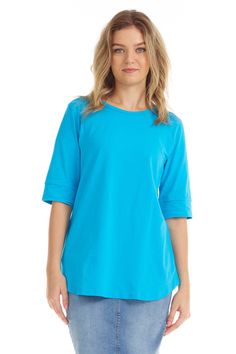 Ocean Blue Elbow Sleeve Cotton Tunic Top for Women - Premium shirt from Esteez - Just $28! Shop now at Esteez Cotton Tunic Tops, Cotton Tunic, Cute Skirt, Women Best, Top For Women, Elbow Sleeve, Good Stretches, Cute Skirts, Ocean Blue