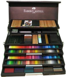 the faber - castel box contains many different colored pencils