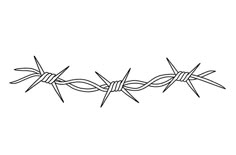 a line drawing of barbed wire on a white background