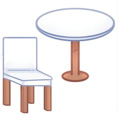 a table and chair are shown with the same color