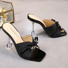 Womens Trendy Summer Peep Toe Bowknot Paillette Slippers Pumps High Heels Shoes | eBay High Heels Shoes, Heels Shoes, Court Shoes, High Heel Pumps, High Heel Shoes, Fashion Shoes, Heel Height, Shoes Heels, High Heels