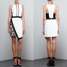 A Black & White Asymmetrical Crepe Sheath Dress Features A Pop Of Moody Graphics And Sharp Faux-Wrap Skirt And Racer Backer. The Defined Waistline Offer Exquisite Accentuation For Hourglass Curves And Straight Body Profiles. Asymmetrical Hem, Wrap Skirt, Asymmetric Hem, Sheath Dress, Sleeveless Dress, Black White, Womens Dresses, Skirt, Dresses