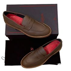 New Isaia Men’s Brown Leather Penny Strap Loafers With Box And Dust Bag These Shoes Are As Good As It Gets , Top Shelf All The Way . Love The Rubber Inlay At The Soles ,, These Are Super Comfy Us Size 10.5/Uk 9.5 - Fits True To Size As A Roomy Us 10.5 -Insole Length- 11 1/2" Retail - $1,450.00 Us Size 10, Top Shelf, Loafer Shoes, Penny, Dress Shoes Men, Brown Leather, Men's Shoes, Dress Shoes, Dust Bag