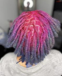 Lavender Locs Black Women, Pink And Purple Locs, Colorful Dreads, Purple Locs, Hair Color Streaks