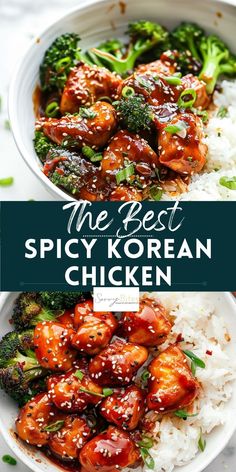 the best spicy korean chicken with broccoli and rice