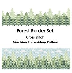 forest border set cross stitch machine embroidery pattern