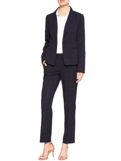 BR Ryan Navy pant with suiting jacket Slim Straight Pants, Banana Republic Factory, Navy Pants, Blazer Buttons, Straight Pants, Shoulder Pads, Banana Republic, Looks Great, Suit Jacket