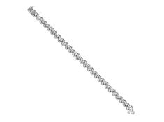 Rhodium over 14k white gold 3.014 cttw diamond bracelet. Measures approximately 1/4 of an inch in width and has a box catch closure. Classic Link Diamond Bracelet For Anniversary, Classic Diamond Link Bracelet, Classic Link Diamond Bracelet, Silver Link Diamond Bracelet, Silver Link Diamond Bracelet Fine Jewelry, Fine Jewelry Silver Diamond Link Bracelet, White Gold Link Diamond Bracelet For Formal Occasions, Classic White Gold Link Diamond Bracelet, Classic White Gold Link Tennis Bracelet