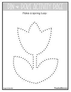 a dot dot activity page for kids to make a spring tulip