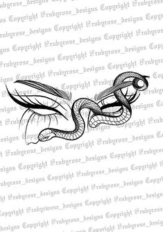 a black and white drawing of a snake