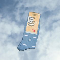 These fluffy blue cloud socks are as cozy as they look, supporting mental health and featuring sunshine embroidery. Fairtrade, GOTS, and Vegan Certified Terry padding for comfort Machine wash cold. Do not Bleach. Tumble dry Low. Do not Iron. 75% Organic Cotton, 16% Recycled Polyester, 4% Recycled Polyamide, 3% Polyamide, 2% Elastane* Made in India Fit for US Men’s Shoe Sizes: Small (4-8), Medium (8-13), Large (13+) Fit for US Women’s Shoe Sizes: Small (5-9), Medium (9-14), Large (14+) If you’re Sunshine Embroidery, Cloud Socks, Floating Clouds, Break The Stigma, Community Outreach, Comfortable Socks, Walking On Clouds, Fits Women, Blue Clouds