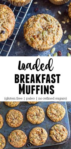 baked breakfast muffins with text overlay