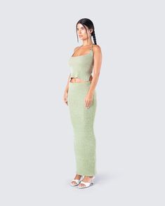 Everyone will be looking at your statue in our liberty set 😏🌟 Only the baddest housewives can rock a maxi skirt and halter- but we already know ya'll are in the cool moms club 🥵😮‍💨 The Liberty Set includes:🌟 Liberty Knit Top🌟 Liberty Knit Maxi Skirt Trendy Fitted Maxi Skirt For Summer, Fitted Green Maxi Skirt For Summer, Luxury Fitted Maxi-length Sets, Knit Maxi Skirt, Moms Club, Best Mom, Knit Top, Maxi Skirt