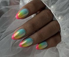 Monochromatic French Tip Nails, Pride Nail Art, Pride Nail, Makeup Reference, Cutest Nails, Eye Shimmer, Pink Stiletto Nails, Pride Nails, Uñas Ideas