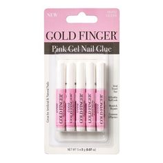 Gold Finger Pink Gel Nail Glue 2g 5pcsWHAT IT IS Never be glue-less again! The world's #1 mini Pink Gel Nail Glue now in a convenient value priced 5-pc. multipack. Super strong instant bond gel dries in 3 seconds! Use to apply false nails and repair false and natural nails No mess spill-proof squeeze bottles, for home or on the go Cold Fingers, Kiss Pink, Pink Gel Nails, Kiss Nails, Gel Nail Tips, Pink Gel, Nail Pops, Mini Pink, Squeeze Bottles