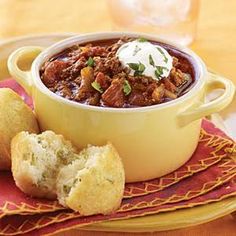 Mole Chili Recipe | Yummly Mole Chili Recipe, Mole Chili, Sour Cream Chips, Simple Chili, Cooking Light Recipes, Easy Chili, Chili Cook Off, Vegan Chili, Harvest Recipes