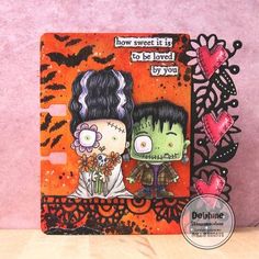 a card with an image of two zombies and the words how sweet it is to be loved by you