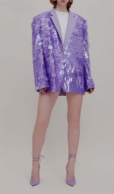 This lilac jacket is covered in sparkling sequins that are sure to make you stand out. It's the perfect choice for a night out or a special event. Gentle Dry Clean Only Colour may vary due to lighting on images. The product images (without model) are closest to the true colour of the product.Item runs true to size chart and is cut to suit our size chart. Please refer to our size chart for the best fit. Do not size up or down. Spring Outerwear With Glitter For Night Out, Winter Purple Blazer For Party, Purple Long Sleeve Blazer For Night Out, Purple Long Sleeve Outerwear For Party, Purple Long Sleeve Party Outerwear, Purple Outerwear For Spring Night Out, Purple Fall Party Outerwear, Tassel Jacket, Dusty Lilac