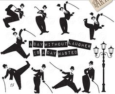 the silhouettes of men in suits and top hats, with words that say it's friday without laughter is day wasted