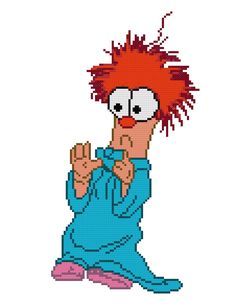 an image of a cartoon character that is in the cross stitch pattern with red hair