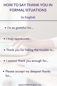 a person typing on a laptop with the words how to say thank you in english