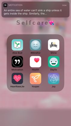 an iphone screen with the text self care on it and icons below that are in different colors