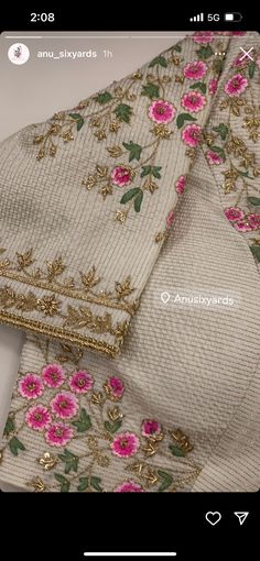 Beads Embroidery Designs, Cream Blouses, Traditional Saree Blouse Designs, Heavy Blouse, Embroidery Blouses, Embroidery Fashion Detail, Fashionable Saree