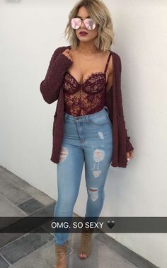 Vegas Outfit, Geek Fashion, Body Suit Outfits, Neue Outfits, Outfit Jeans, Cardigan Outfits, Curvy Girl Fashion, Looks Chic, Latest Outfits